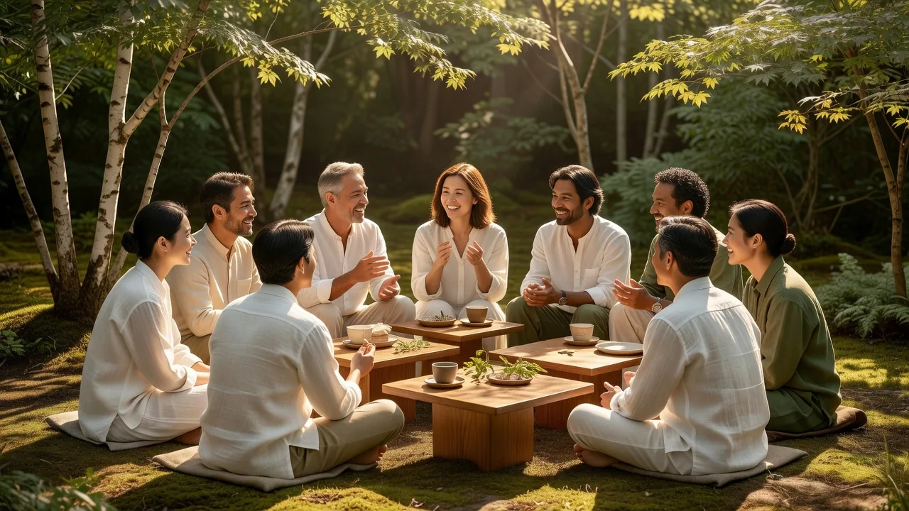 人々の会話と集まり